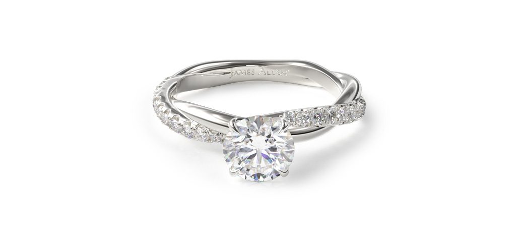 14K White Gold Pave Rope Engagement Ring