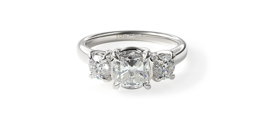 14K White Gold Diamond Three Stone Ring
