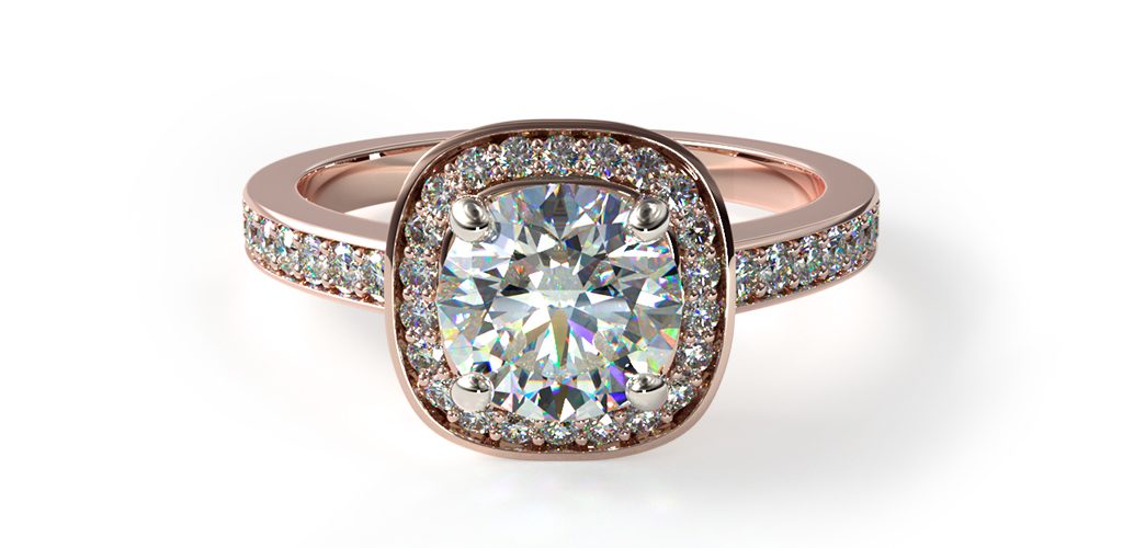 14K Rose Gold Cushion Basket Diamond Engagement Ring