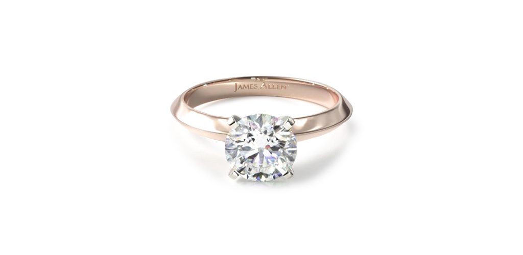 14K Rose Gold 2.5mm Knife Edge Solitaire Engagement Ring
