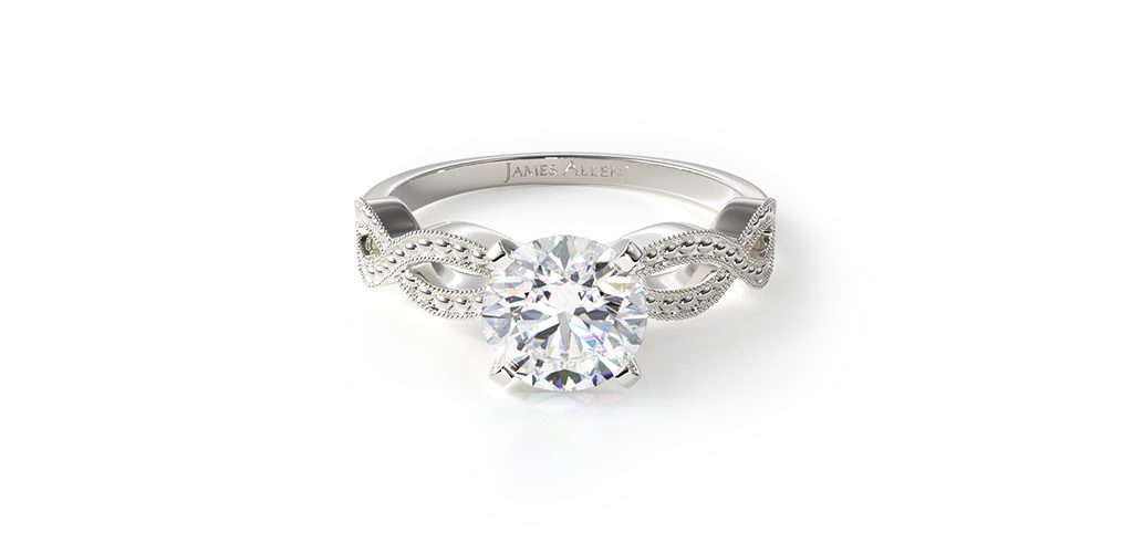 14K White Gold Vintage Infinity Engagement Ring