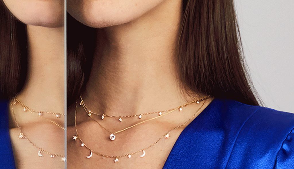 Layered yellow gold necklaces