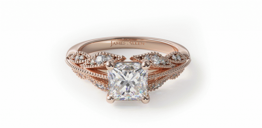 14K Rose Gold Vintage Inspired Floral Bouquet Engagement Ring