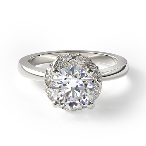 14K White Gold Cathedral Star Engagement Ring