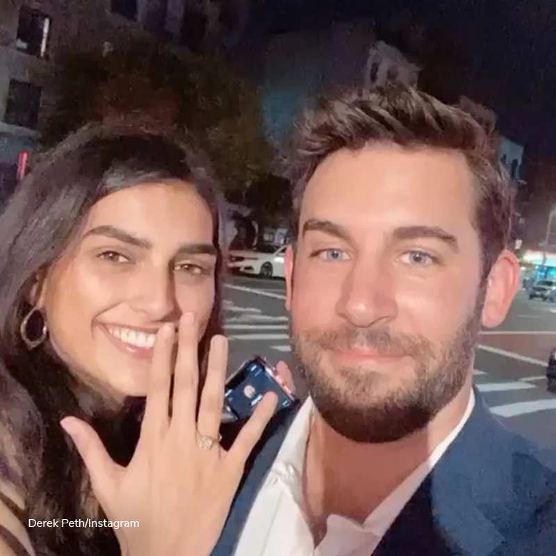 Derek Peth and Saffron Vadher with the new engagement ring