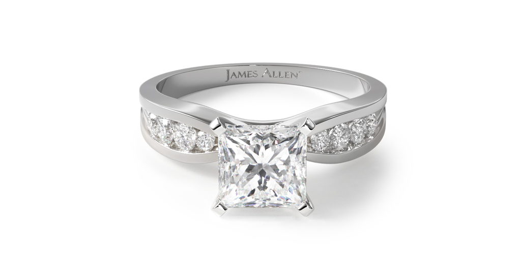 14K White Gold Bow-Tie Channel Set Diamond Engagement Ring