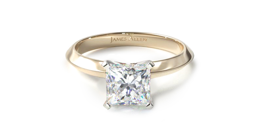14K Yellow Gold 2mm Knife Edge Solitaire Engagement Ring