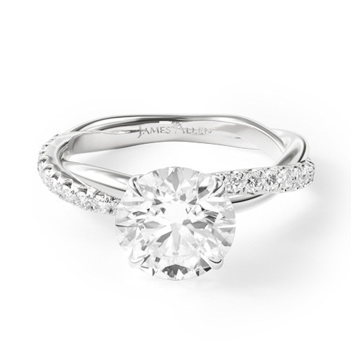 14K White Gold Pave Rope Engagement Ring