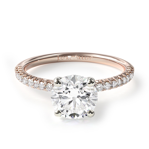 14K Rose Gold Petite Pave Engagement Ring (Flush Fit)
