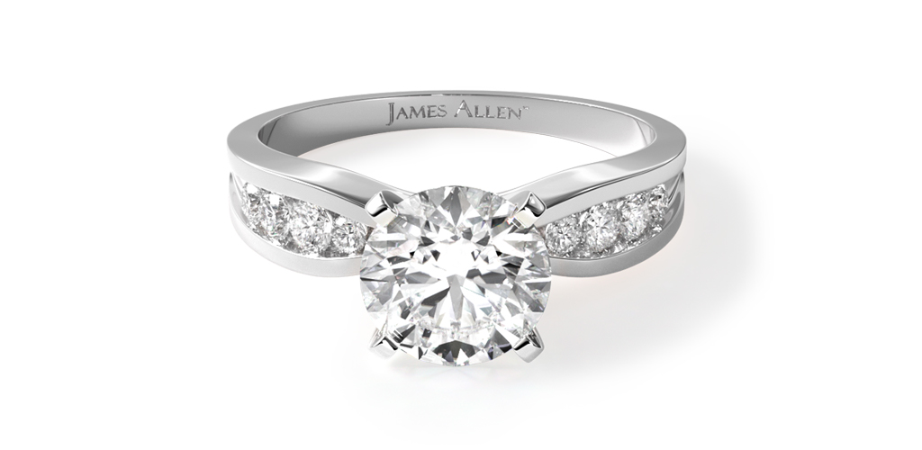 14K White Gold Bow-Tie Channel Set Diamond Engagement Ring
