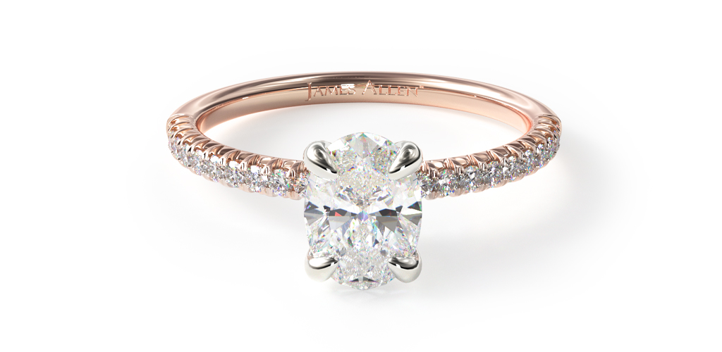 14K Rose Gold Petite Pave Engagement Ring