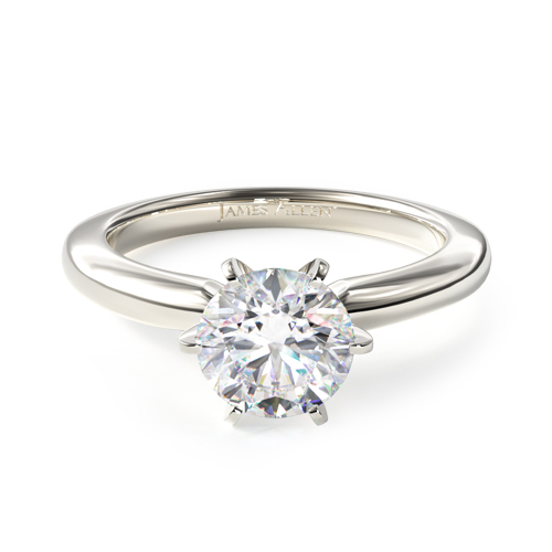 14K White Gold 2mm Comfort Fit Solitaire Engagement Ring