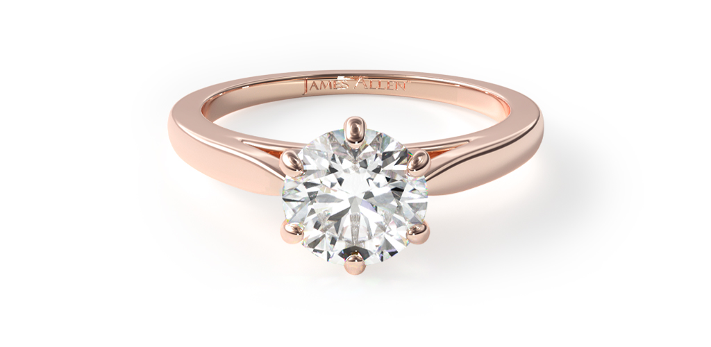 14K Rose Gold Petite Flower Solitaire Engagement Ring