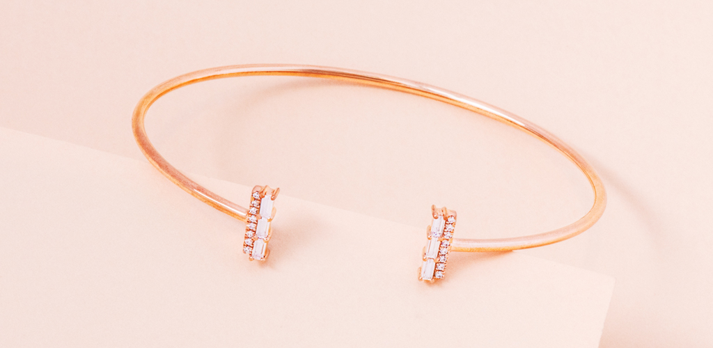 14K Rose Gold Open Luxe Diamond Bar Bracelet