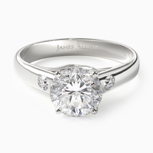 14K White Gold Cross Prong Diamond Accent Solitaire Ring
