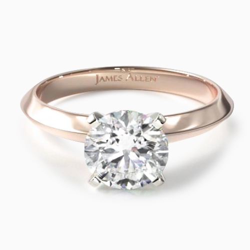 14K Rose Gold 2mm Knife Edge Solitaire Engagement Ring