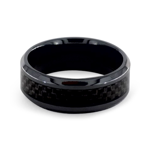 Cobalt Chrome™ 8mm Comfort Fit Ring With Black Carbon Fiber Inlay
