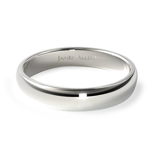 14K White Gold 4mm Slightly Domed Comfort Fit Wedding Ring
