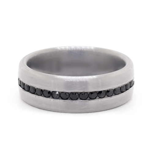 Tantalum 7.5mm Channel Set Black Diamond Satin Finished Comfort Fit Ring