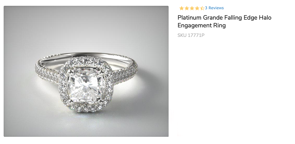 Platinum Grande Falling Edge Halo Engagement Ring