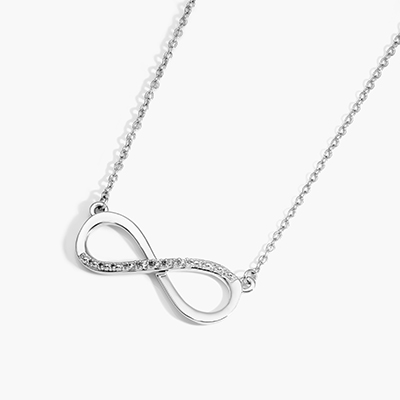 14K White Gold Diamond Infinity Necklace