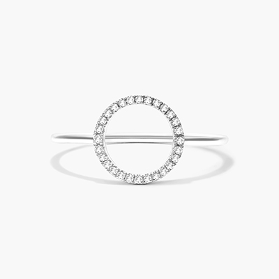 14K White Gold Open Circle Diamond Ring