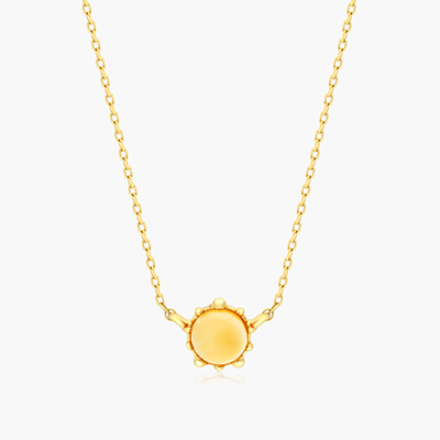 14K Yellow Gold Beaded Citrine Necklace
