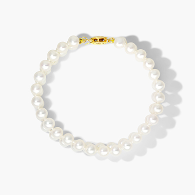 14K Yellow Gold Freshwater Cultured Pearl Double Strand Bracelet (6.0-7.0mm)