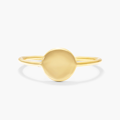 14K Yellow Gold Disk Wire Ring