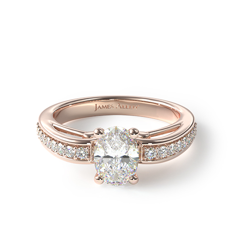 14K Rose Gold Arched Scroll Diamond Engagement Ring