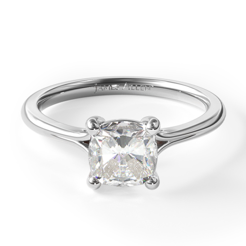 14K White Gold Classic Split Shank Solitaire Diamond Engagement Ring
