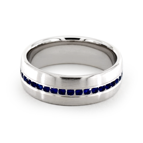 Platinum 7.5mm Comfort-Fit Channel Set Sapphire Ring