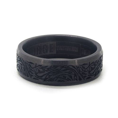 Darkened Tantalum Faux Mokume Pattern 7mm Comfort Fit Ring