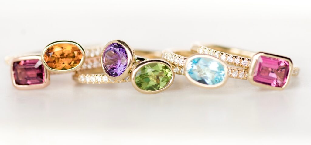 Gemstone engagement rings