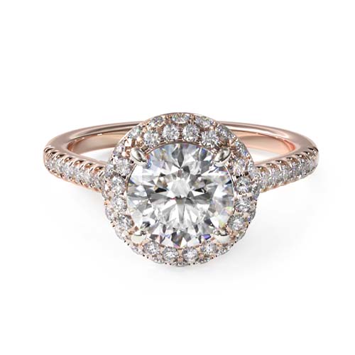 14K Rose Gold Falling Edge Pavé Diamond Engagement Ring