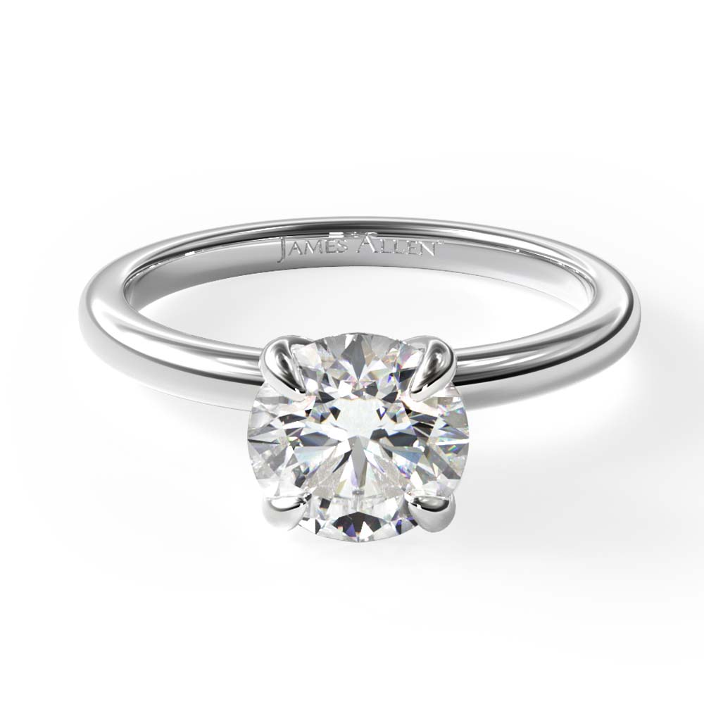 14K White Gold Claw Prong Solitaire Engagement Ring (Flush Fit)