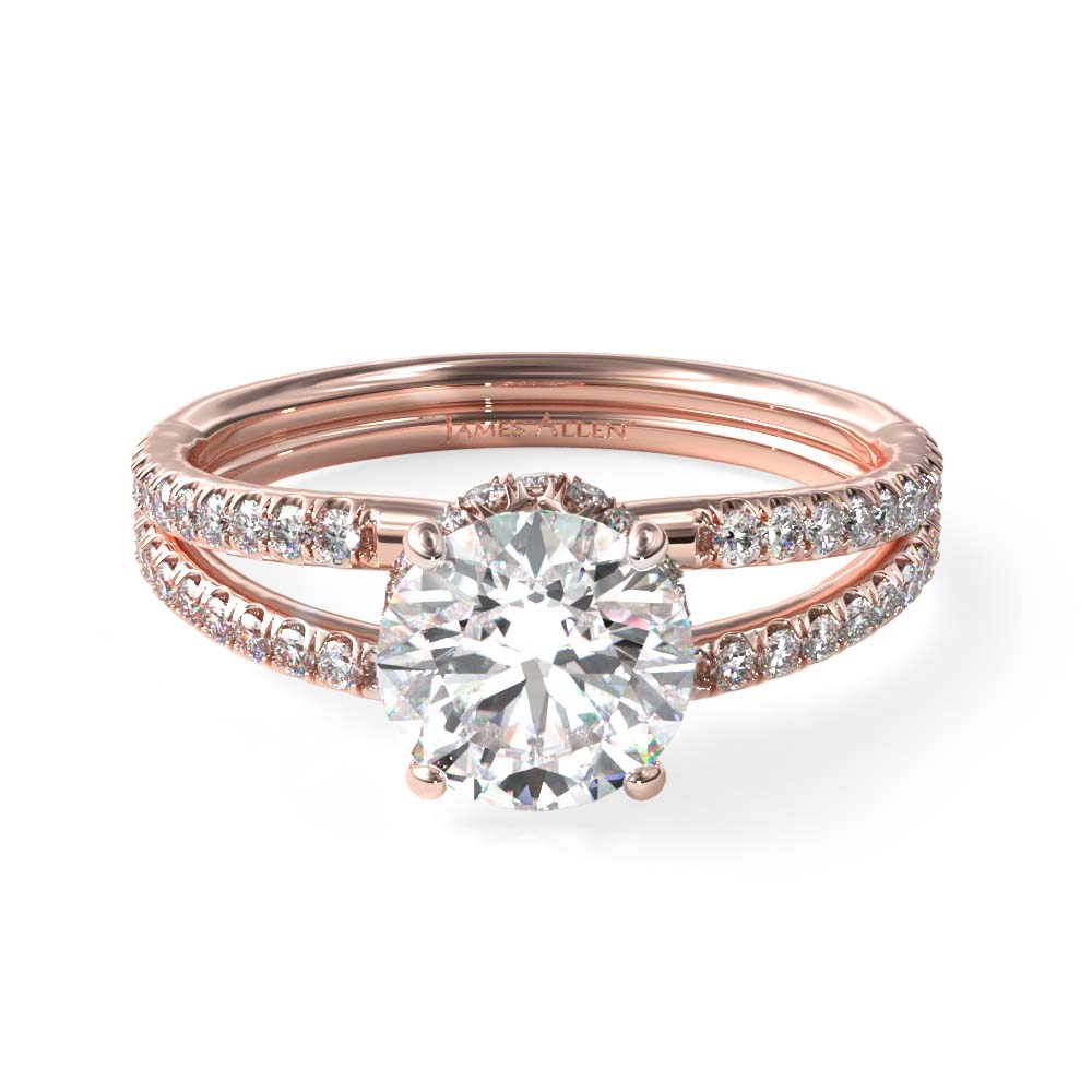 14K Rose Gold Split Shank Ribbon Engagement Ring