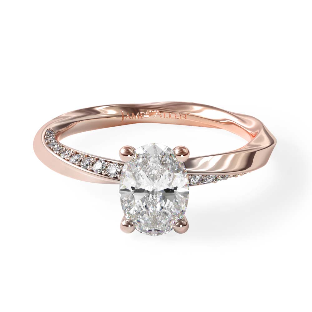 14K Rose Gold Twisted Pavé Engagement Ring