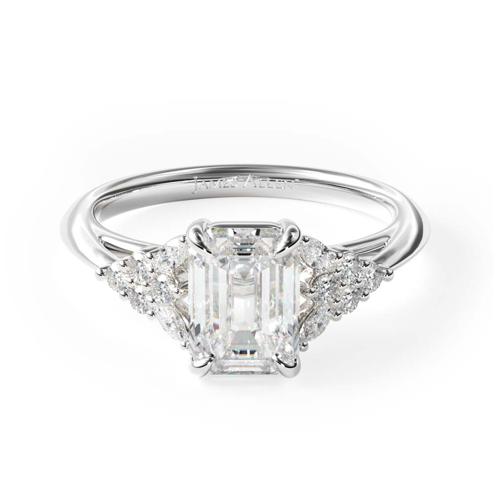 14K White Gold Diamond Chevron Knife Edge Engagement Ring