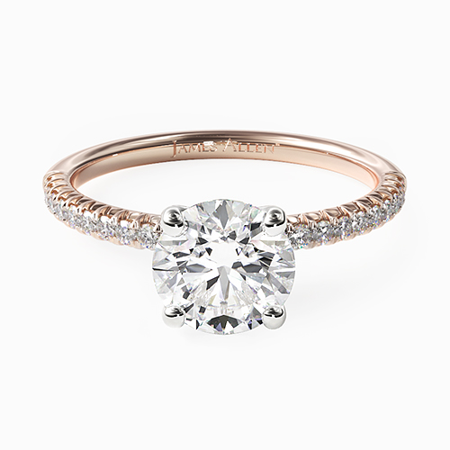 14K Rose Gold Petite Pavé Engagement Ring (Flush Fit)