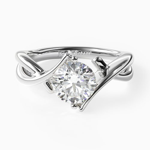 14K White Gold Ribbon Bypass Solitaire Engagement Ring