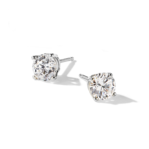 14K White Gold Four Prong Round Brilliant Lab Created Diamond Stud Earrings (1.50 CTW - F-G / VS2-SI1)