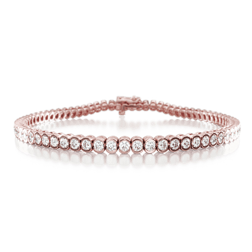 14K Rose Gold Bezel Diamond Tennis Bracelet (3 CTW - H-I / SI1-SI2)