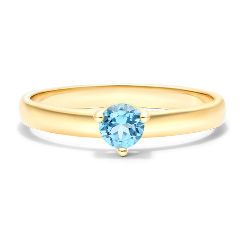 14K Yellow Gold 2.3mm Blue Topaz Solitaire Birthstone Ring
