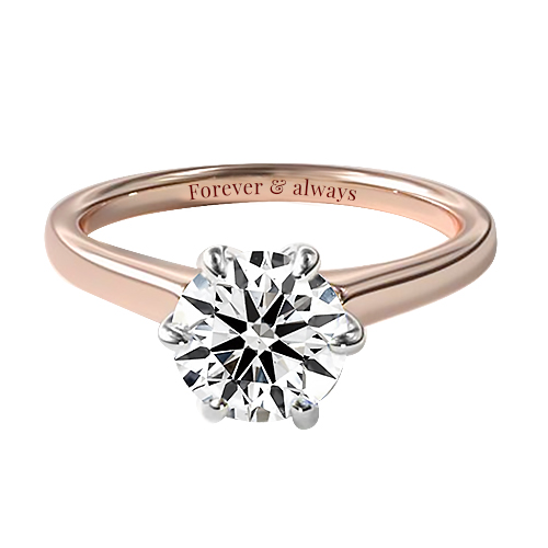 14K Rose Gold Tapered Six Prong Diamond Engagement Ring