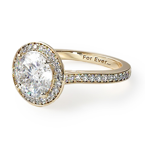 18K Yellow Gold Trellis Halo Diamond Engagement Ring