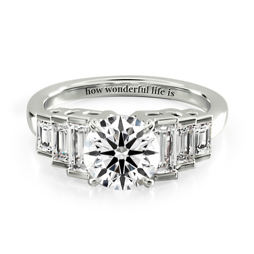 14K White Gold Escalating Baguette Diamond Engagement Ring