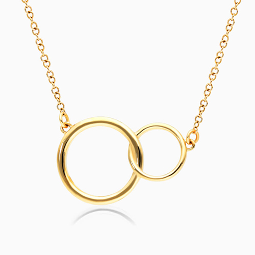 14K Yellow Gold Interlocking Rings Necklace