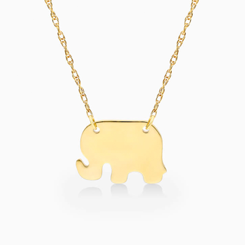 14K Yellow Gold Mini Elephant Necklace