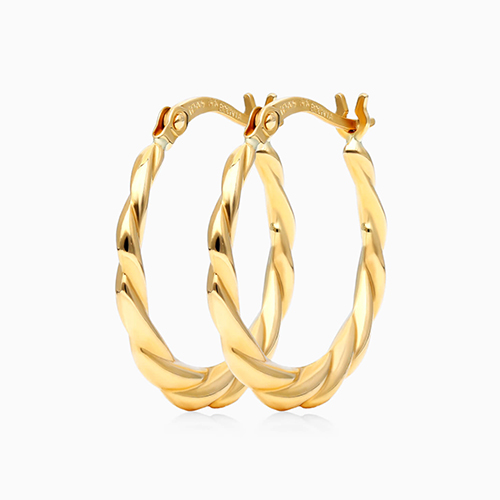 14K Yellow Gold Entwined Hoop Earrings
